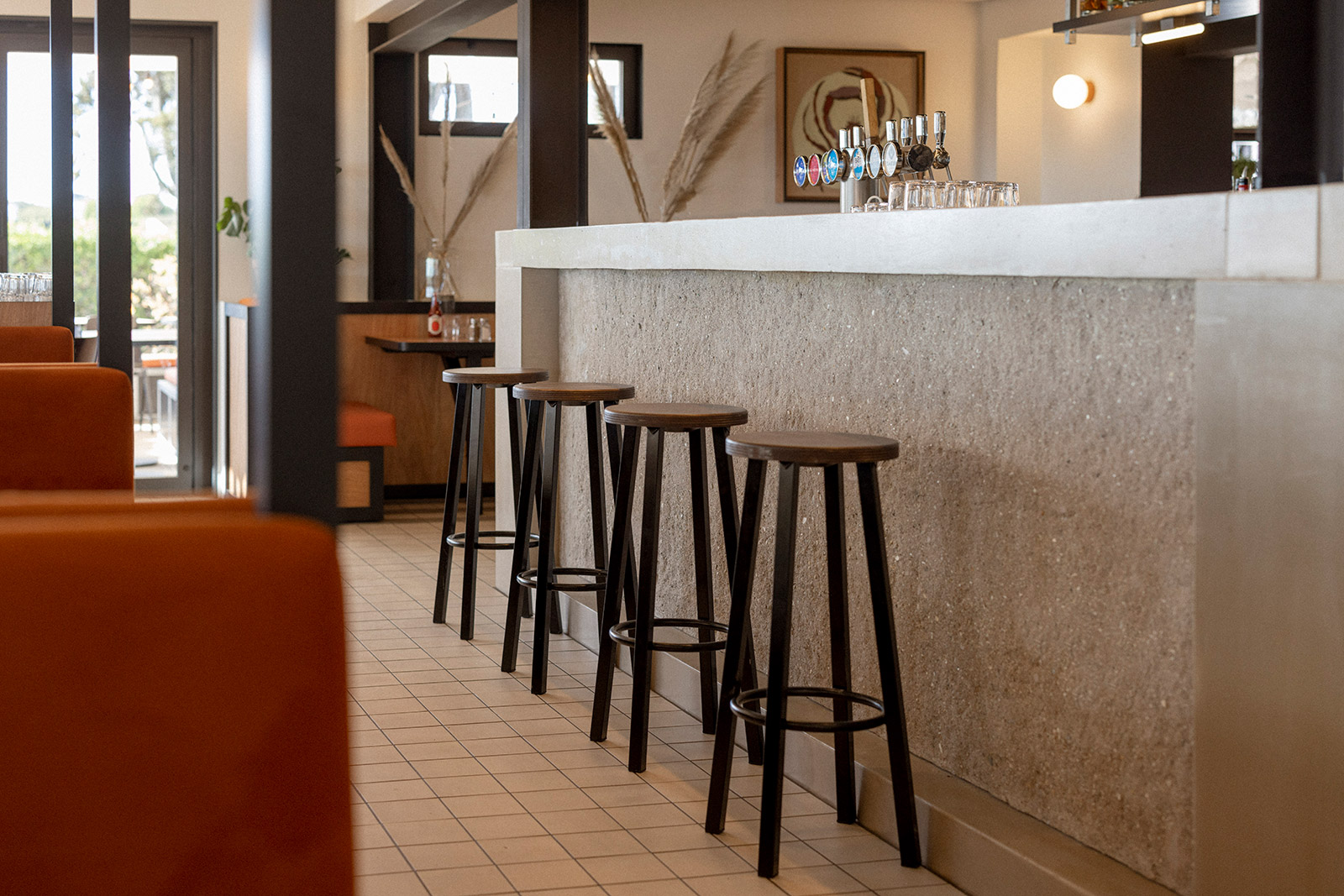 Concrete restaurant bar